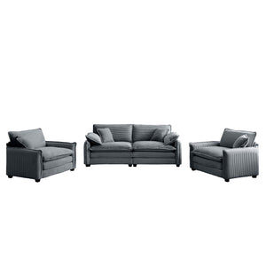 English Elm Luxurious Corduroy Sofa Set With Plush Cushions - Versatile Seating For Living Rooms & Clubs W714S00745