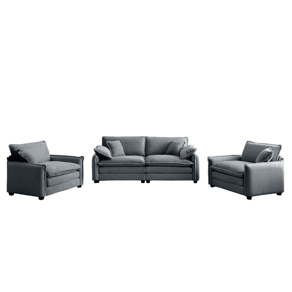 English Elm Luxurious Corduroy Sofa Set With Plush Cushions - Versatile Seating For Living Rooms & Clubs W714S00745