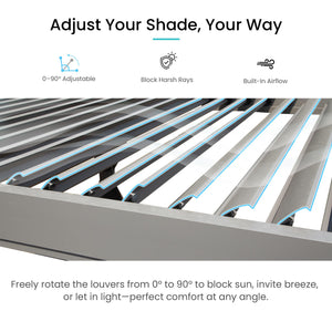 English Elm 10x12 Louvered Pergola with Dual Adjustable Louvers, Integrated Gutter, Durable Aluminum Shade Structure Gray W1859S00125