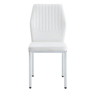 English Elm Luxury White Pu Dining Chair Set Of 6 - Modern Comfort With High Resilience Foam & Silver Legs W1151P282701