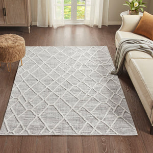 JLA Home Madison Park - Terni Pebble Geo Area Rug — Plush Medium Pile Gray & Cream Machine-Woven with Non-Slip Backing MP35-7185