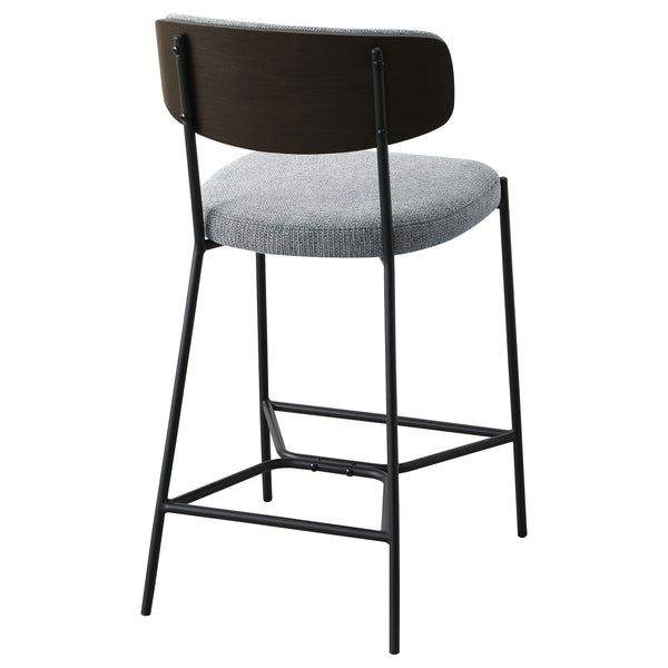 English Elm Joy Counter Height Bar Stool Set of 2 — Modern Curved Back Support, Geometric Metal Footrest, Durable Frame Grey B062P299863