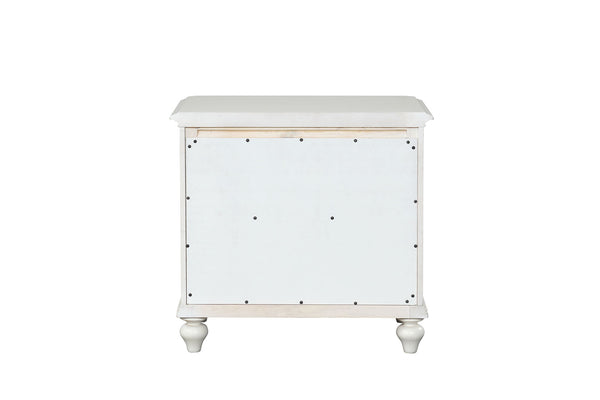 English Elm Coastal Antique White Nightstand Solid Rubberwood Two Drawers Dovetail Bedroom B2741P435892