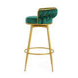 Christopher Knight Home® - Noble House - - Swivel Counter Height Bar Stools Set Of 2, 31.5" Bar Height Stools With Hand-Woven Backrest & Gold Metal Legs, Modern Low Back Upholstered Kitchen Chairs With Footrest For Island, Dining Room,Green