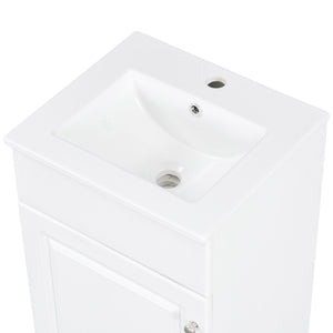 English Elm [video] Compact Sage Green Bathroom Vanity with Ceramic Sink Soft Close Cabinet White N759P237932K
