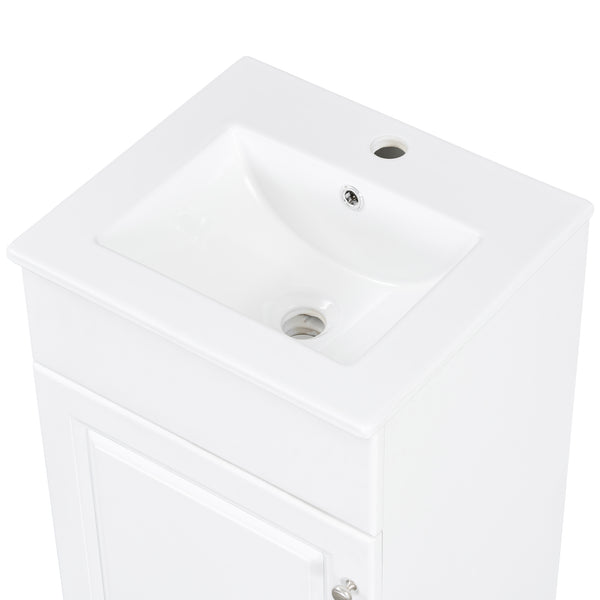 English Elm [video] Compact Sage Green Bathroom Vanity with Ceramic Sink Soft Close Cabinet White N759P237932K