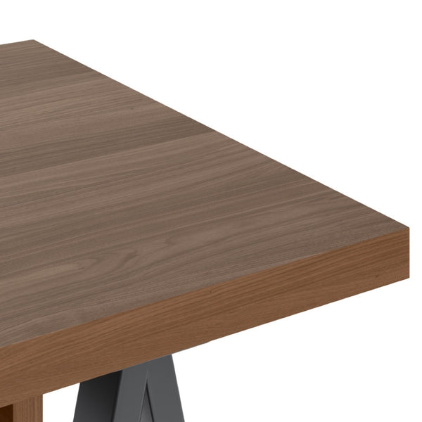 English Elm Sawhorse - Handcrafted Walnut Veneer Desk With Metal Supports For Home Office, Gaming & More B136P159593-GIGA