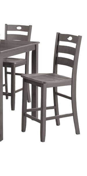 English Elm Gray 5pc Counter Height Dining Set - Square 36" Table & 4 Slat-Back Chairs, Transitional Style Durable Finish B2741P381493