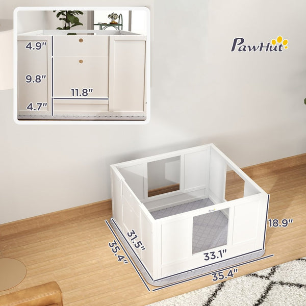 English Elm Pawhut Whelping Box For Small Dogs – Waterproof Pad, Adjustable Entrance & Clear Panels For Comfort W2225P249979-GIGA