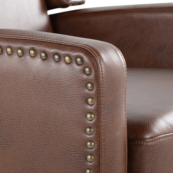 English Elm Stanley Tufted Faux Leather Manual Recliner with Black Wood Base for Living Room B202P471349