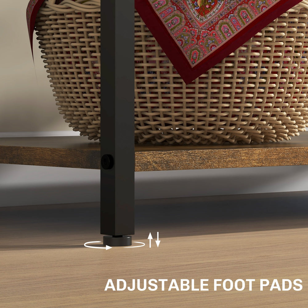 English Elm HOMCOM Bakers Rack with LED RGB Lights, Built-In Outlets & USB, Wine Rack, Drawer, Industrial Charm Rustic Brown W2225P217365