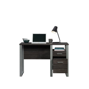 English Elm Desk, Engineered Wood Home Office Desk with Large Work Surface, Cubbyhole & Adjustable Shelf, Compact Durable Design, Easy Assembly, Qi-Ready Dark Brown B356P354458