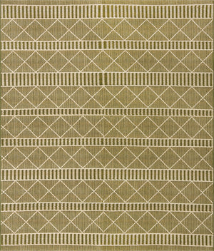Unique Loom Outdoor Trellis Dalyan Machine Made Striped Rug Green, Ivory 10' 0" x 12' 2"