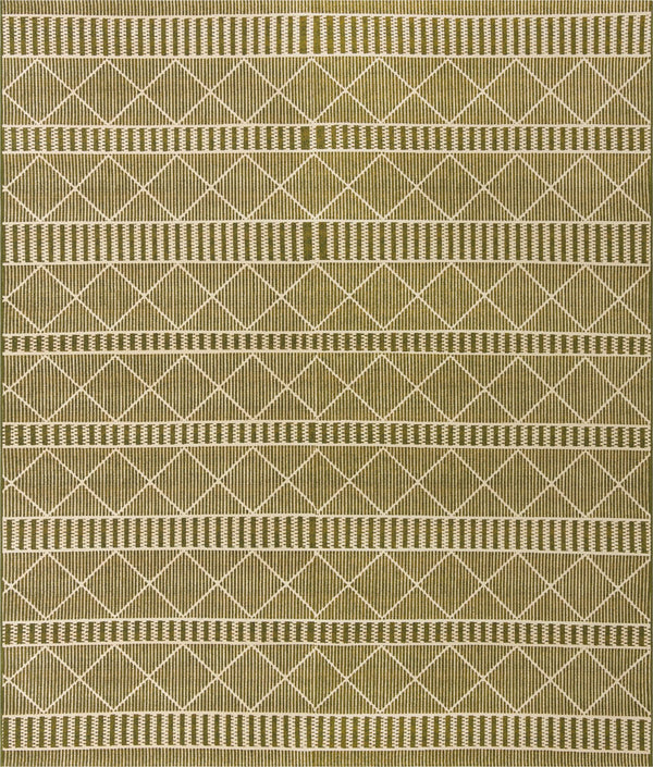 Unique Loom Outdoor Trellis Dalyan Machine Made Striped Rug Green, Ivory 10' 0" x 12' 2"