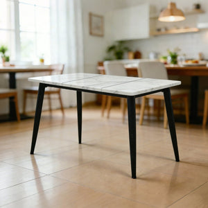 English Elm Rectangular Wood Top Dining Table with Industrial Metal Legs Seats Four to Six W3752S00019