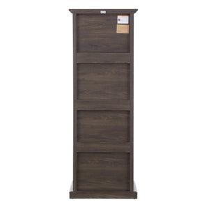 English Elm Tall Glass Storage Cabinet with Classic Farmhouse Design, Ample Shelves, Drawer & Smooth Finish Brown W2275P206603