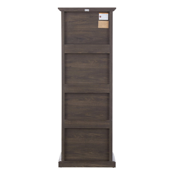 English Elm Tall Glass Storage Cabinet with Classic Farmhouse Design, Ample Shelves, Drawer & Smooth Finish Brown W2275P206603
