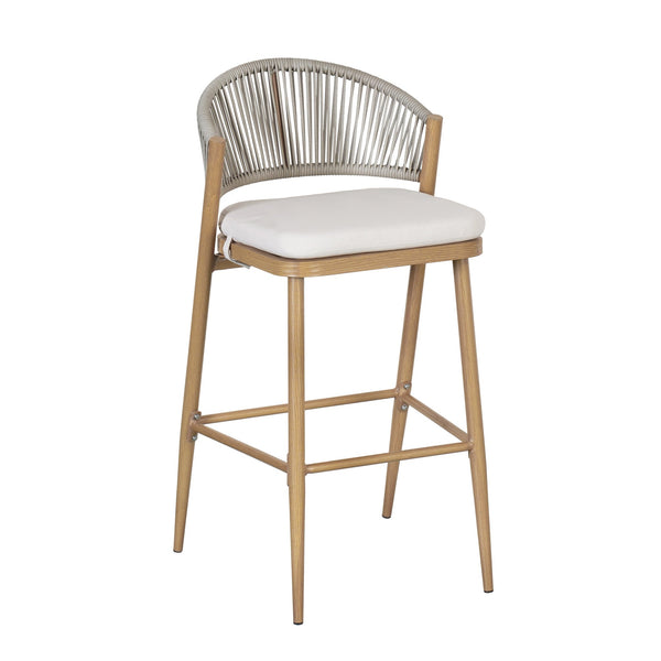 English Elm Christopher Knight Home® - Outdoor Scallop-Back Barstools Set Of 2 - 30.25" Seat Height, Maple Finish, Durable Aluminum Frame N772P245120W