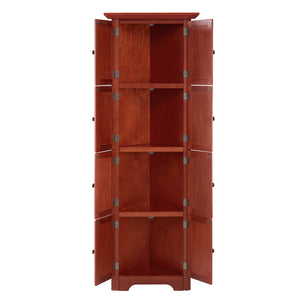 English Elm 4-Tier Corner 8-Door Cabinet with 4 Shelves — Space-Saving Farmhouse Storage for Kitchen Living Room Office Cherry W2275P269082