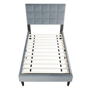 English Elm Twin Bed - Stylish Upholstered Design With Adjustable Headboard, Biscuit Tufting & Easy Assembly Options B089P240518-GIGA