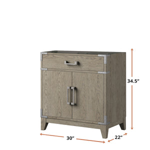 English Elm Grey Oak Single-Sink Bathroom Vanity 30" W X 22" D – Modern Design With Soft-Close Storage Solutions B2731P259761