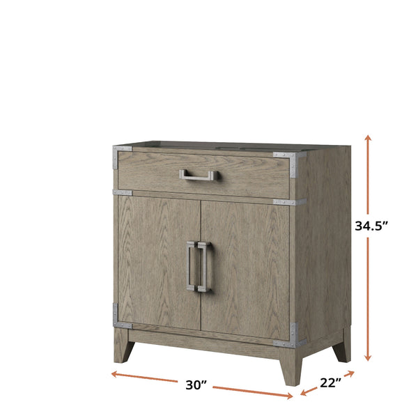 English Elm Grey Oak Single-Sink Bathroom Vanity 30" W X 22" D – Modern Design With Soft-Close Storage Solutions B2731P259761