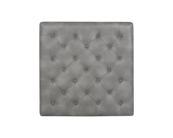 Sunpan Endall Ottoman - Elegant Square Design with Button Tufting Perfect for Coffee Table or Extra Seating Black / Bravo Metal