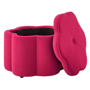 English Elm Set of 2 Flower Petal Velvet Storage Ottomans Sculptural Nesting Seating for Living Room Rose Pink W2186P440355