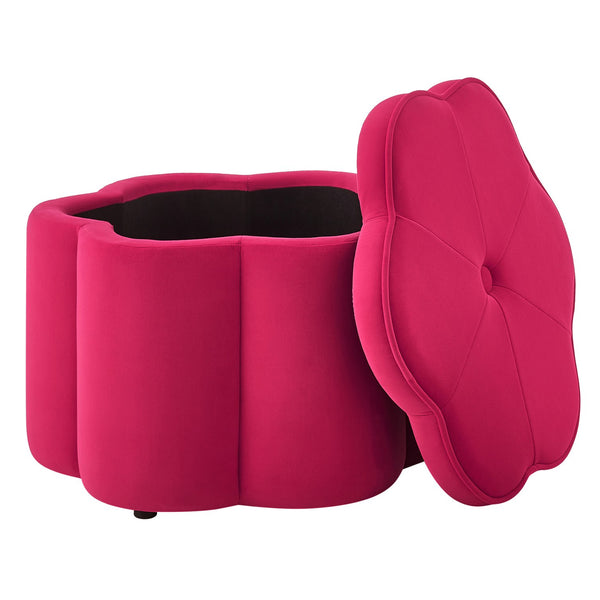 English Elm Set of 2 Flower Petal Velvet Storage Ottomans Sculptural Nesting Seating for Living Room Rose Pink W2186P440355