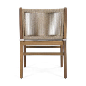 English Elm Christopher Knight Home® - Outdoor Acacia Wood Dining Chairs Set of 2 with Woven Rope Back, Waterproof Cushions, 400lb Capacity Light Brown N779P224995B