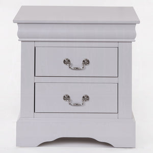English Elm 1pc Classic White Louis Philippe Nightstand with 2 Drawers, Brushed Nickel Handles, No Assembly Required B2741P323122