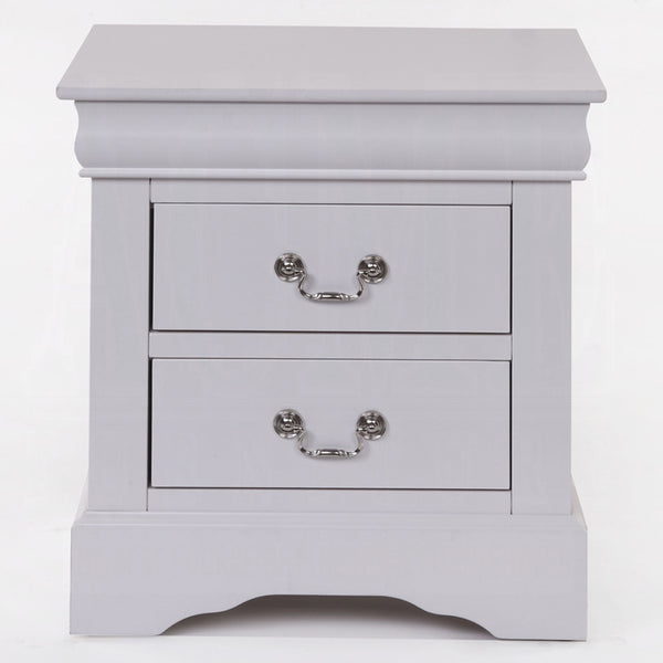 English Elm 1pc Classic White Louis Philippe Nightstand with 2 Drawers, Brushed Nickel Handles, No Assembly Required B2741P323122