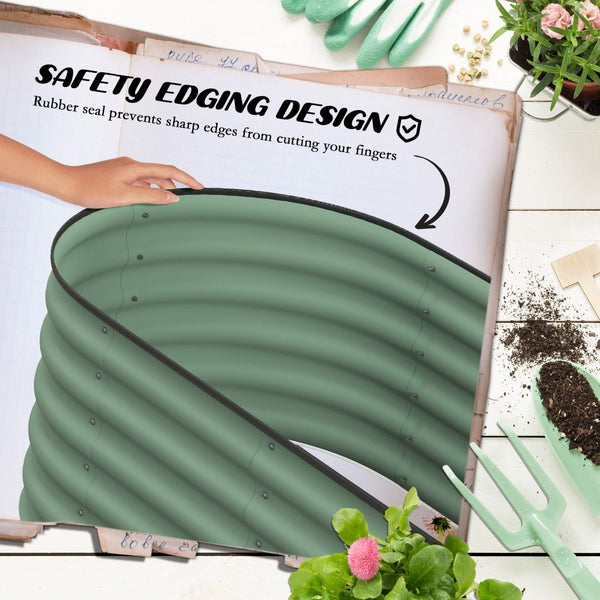 English Elm Outsunny Galvanized Raised Garden Bed Kit - Durable Metal Elevated Planter For Flowers & Vegetables W2225P200925-GIGA