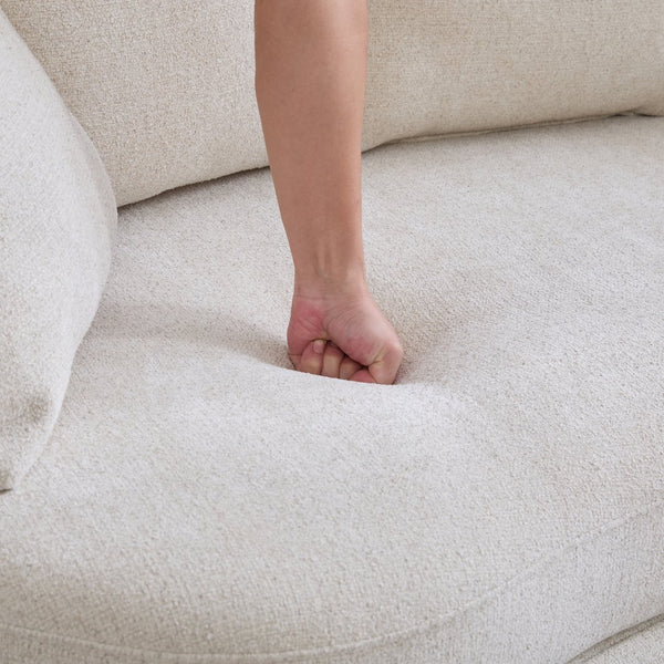 English Elm 73.82" Wide Curved Chenille Loveseat with Deep Lounge Seat and Sculptural Modern Frame Beige W3189S00033