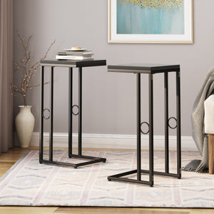 English Elm Christopher Knight Home® - End Table Set Of 2 - Sleek Black Mdf & Iron C-Shaped Modern Accent Tables For Stylish Living Spaces N771P218233H