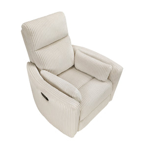 English Elm Beige Corduroy Reclining Swivel Glider Chair with 360° Rotation, Plush Cushioning & Smooth Motion B011P383305