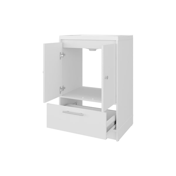 English Elm Sinclair Freestanding Bathroom Vanity with Sink — Compact 36" Tall Cabinet, Two Doors + Drawer, Scratch-Resistant Finish White 34 L x 23 W x 13 H B128P314810