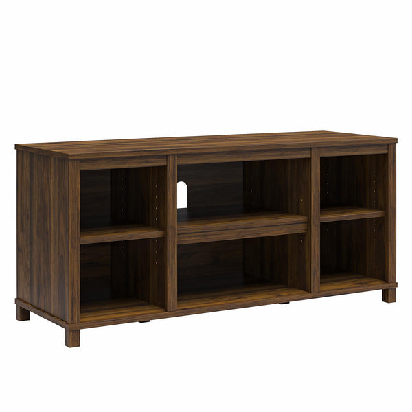 English Elm Parsons TV Stand for TVs up to 50" with ample open shelving, cord management, modern oak finish Walnut B2733P384502