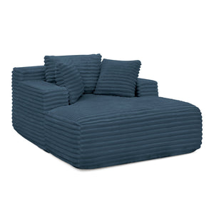 English Elm Living Compressed Chaise Lounge Foam Sofa Bed - Fluffy Corduroy Cloud Couch, Deep Seat, No Frame, Blue W1413P298042