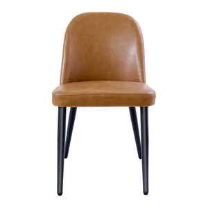English Elm Beige Pu Leather Armless Dining Chair Set of 4 with Matte Black Iron Legs Modern Brown Yellow T3967P497835