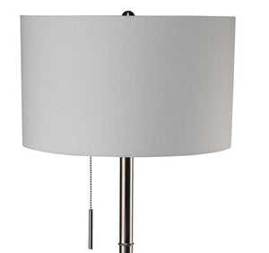 English Elm Vintage Tripod Floor Lamp with Stained Gold Metal Legs, Ivory Shade, Pull Switch, Adjustable Height Brushed Chrome 21 L x 21 W x 22 H B2741P317232