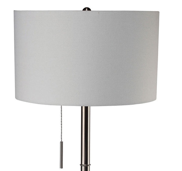 English Elm Vintage Tripod Floor Lamp with Stained Gold Metal Legs, Ivory Shade, Pull Switch, Adjustable Height Brushed Chrome 21 L x 21 W x 22 H B2741P317232