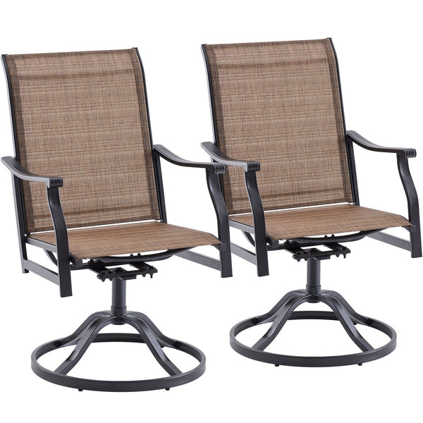 English Elm Outdoor Swivel Patio Dining Chairs Textilene Woven Set for Backyard Entertaining T3623P433697