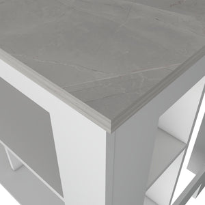 English Elm Brooklyn Kitchen Island With Three Concealed Shelves – Rustic Charm & Multi-Functional Design! B128P148880