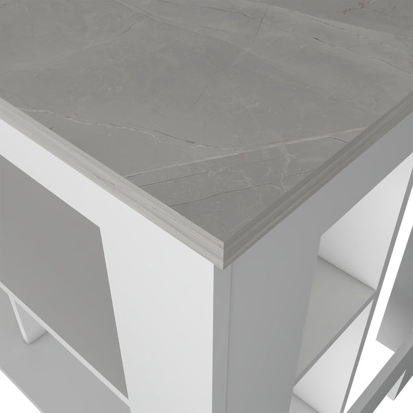 English Elm Brooklyn Kitchen Island With Three Concealed Shelves – Rustic Charm & Multi-Functional Design! B128P148880