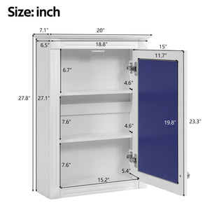 English Elm 20" Medicine Cabinet with Mirror — Space-Saving Wall-Mounted Bathroom Storage with Adjustable Shelf, Modern Carved Design White N710P317680K