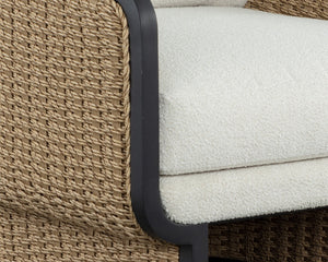 Sunpan OLBIA Lounge Chair - Luxurious Barrelback Design in Louis Cream for Indoor & Outdoor Comfort 111690V
