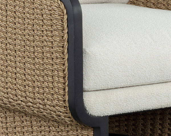 Sunpan OLBIA Lounge Chair - Luxurious Barrelback Design in Louis Cream for Indoor & Outdoor Comfort 111690V