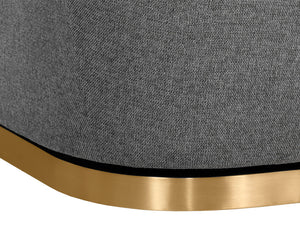 Sunpan Marcela Modern Swivel Lounge Chair in Belfast Koala Grey with Antique Brass Base for Chic Relaxation