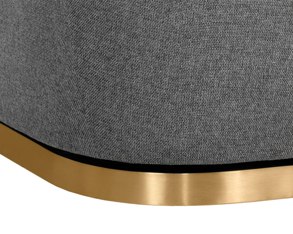 Sunpan Marcela Modern Swivel Lounge Chair in Belfast Koala Grey with Antique Brass Base for Chic Relaxation